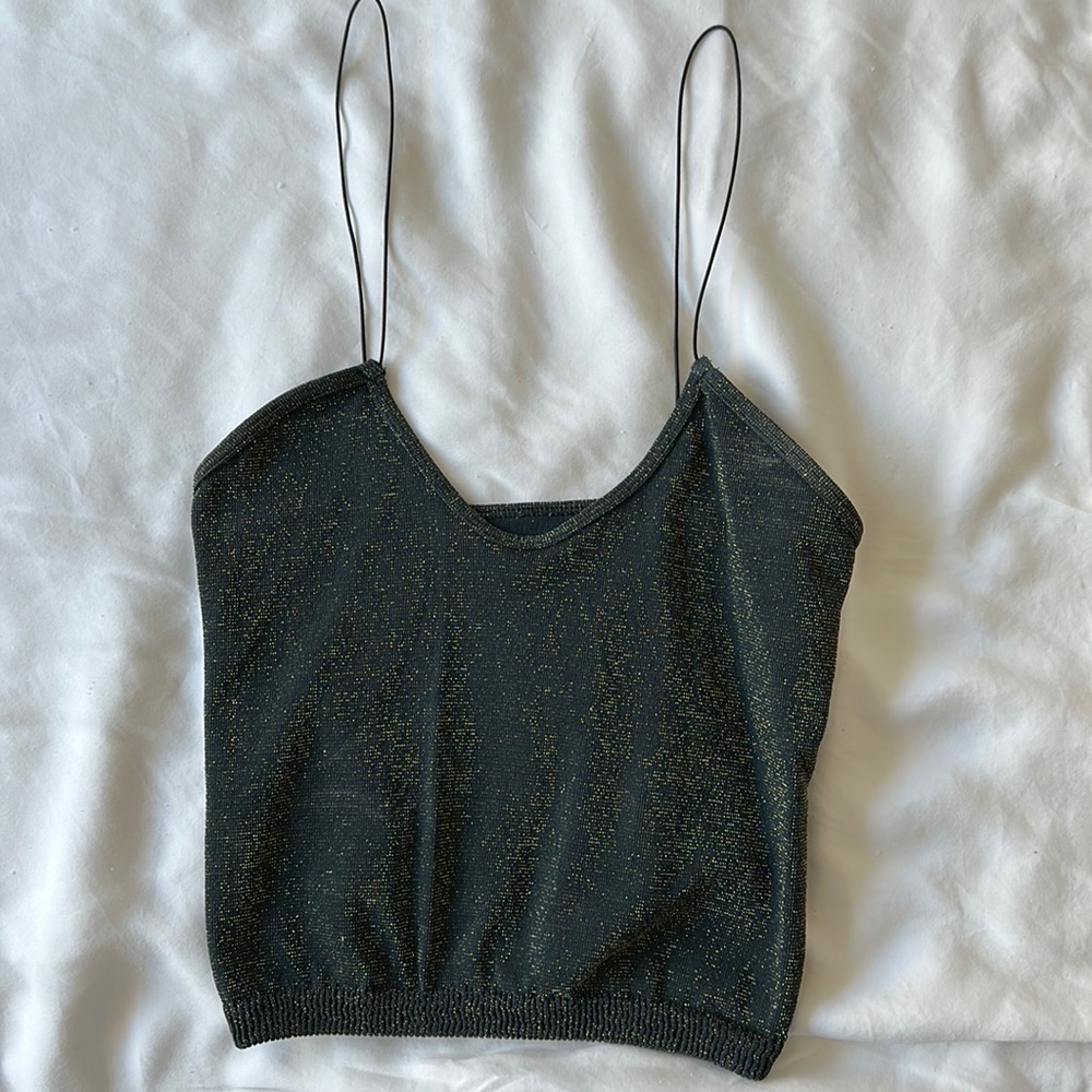 Free People Skinny Strap Seamless Brami (Sparkly Gold/Blue)